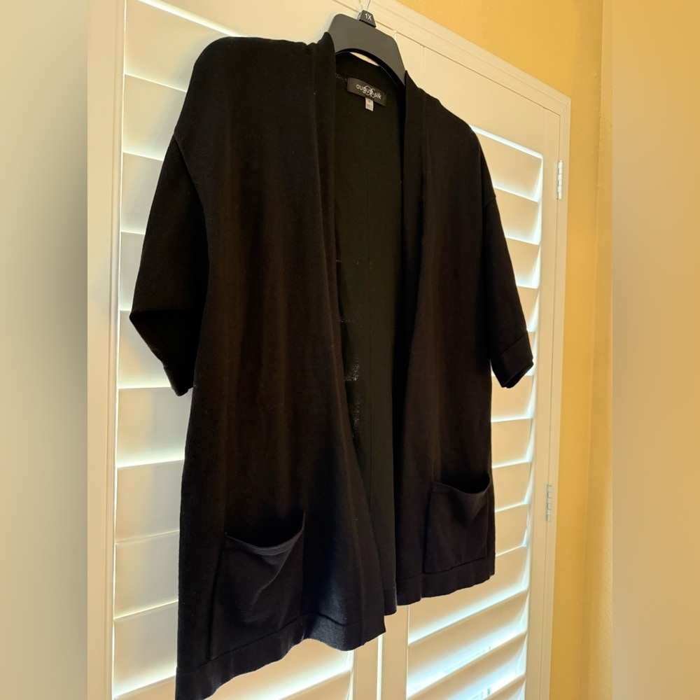 August Silk Black Knit Cardigan